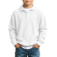 thumbnail image 2 of Tdoqot Boys Waffle Knit Sweatshirt with Collar- Casual Fashion Long Sleeve Fall Winter Kids Pullover Tops White Size 10, 2 of 8