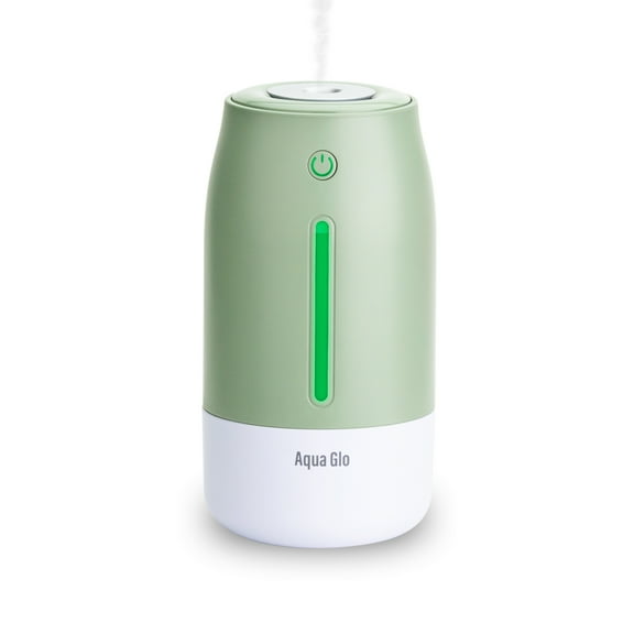 Airvana Aqua Glo Personal, Portable Humidifiers for Bedroom – Ultrasonic Cool Mist Humidifier with Built In Rechargeable Battery. Air Humidifier for Baby, Plants, Home, Office, Travel. Mint Green