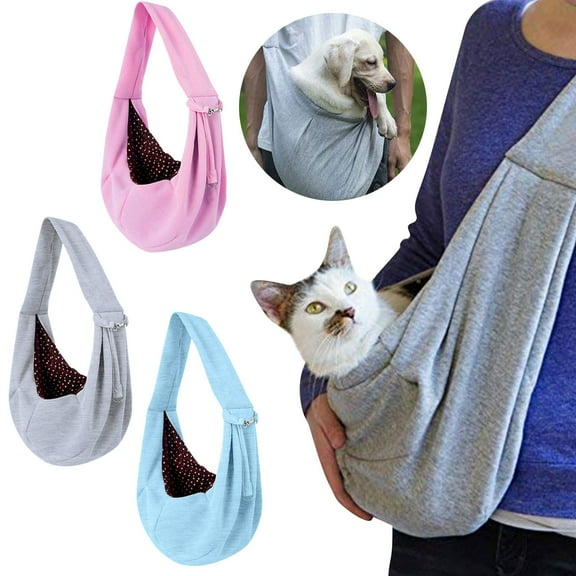 Hands Free Dog Carrier Sling, Adjustable Padded Strap Breathable Cotton Tote Bag with Front Pocket for Small Pets Up to 12 lbs, Machine Washable (1PC)