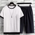 thumbnail image 2 of Gyexs Short Sets for Men Casual Summer 2 Piece Set Crew Neck T Shirt Shorts Beach Holiday Suit Sets with Pockets White, Size XXL, 2 of 4