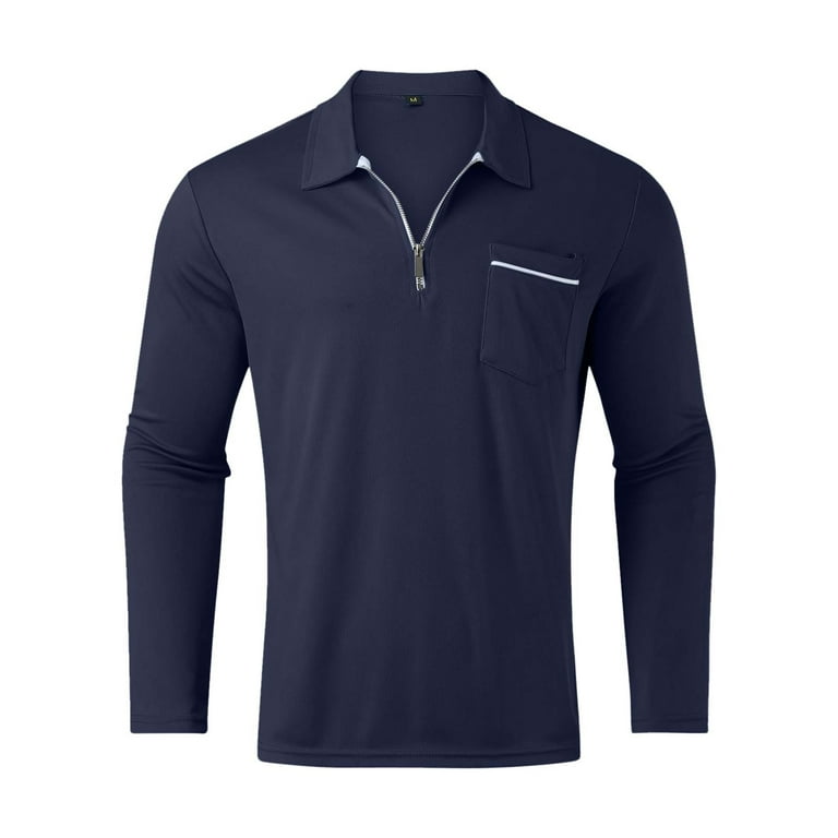 ZRBYWB Mens Shirts Men's Zipper Pocket Men's Long Sleeve Sports