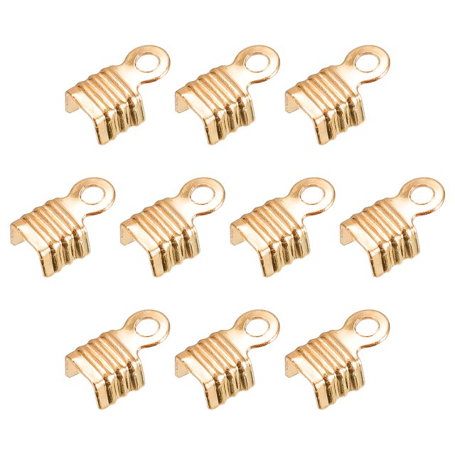 Lot de 400 Embouts de Cordon Pliables, Embouts de Finition 3x6mm pour Ruban en Cuir, Champagne