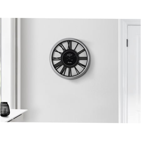 JERFIT 16 Inch Round Wall Clock Silent Non-Ticking Roman Numerals Vintage Skeleton Design for Living Room Bedroom Kitchen Decor