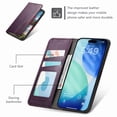 thumbnail image 4 of Wallet Case for iPhone Air, PU Leather Flip Cover with Elastic Wristband, Kickstand Shockproof Card & Cash Slots, Magnetic Closure Drop Protective Rugged Phone Cover, Purple, 4 of 15