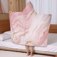 thumbnail image 5 of Pink Gold Marble Pattern Hooded Bath Towel，50"x30" for Ages 3 To 12 Kids, Quick Dry Lightweight Soft Microfiber Hood Beach Towel Cover Up for Kids, 5 of 7