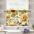thumbnail image 6 of GZHJMY 24 Inch Length Kitchen Curtains Sunflower Butterfly 2 Panels Half Window Sheer Curtains Rod Pocket Farmhouse Short Drapes for Bathroom Cafe Basement Home Decor, 6 of 7