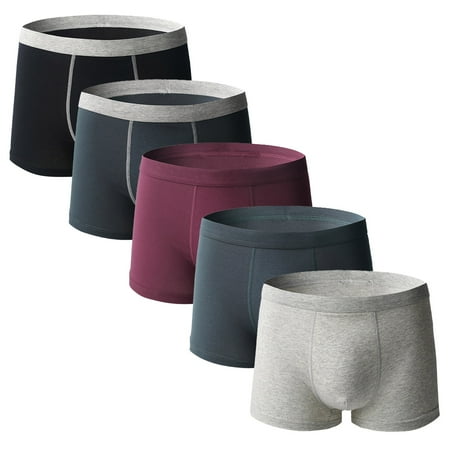 

KDDYLITQ 5 Pcs Breathable Stretch Comfort Trunks Pouch Male Underwear Separated Pouch Soft Briefs for Men black gray dark gray Deep Red white XL
