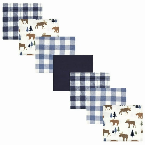 Hudson Baby Infant Boy Cotton Flannel Receiving Blankets Bundle, Moose Bear, One Size