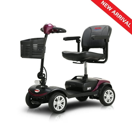 

4 Wheel Mobility Scooter Electric Powered Wheelchair Device Compact Heavy Duty Mobile for Travel Adults Elderly Long Range Power Extended Battery with Charger and Basket Included