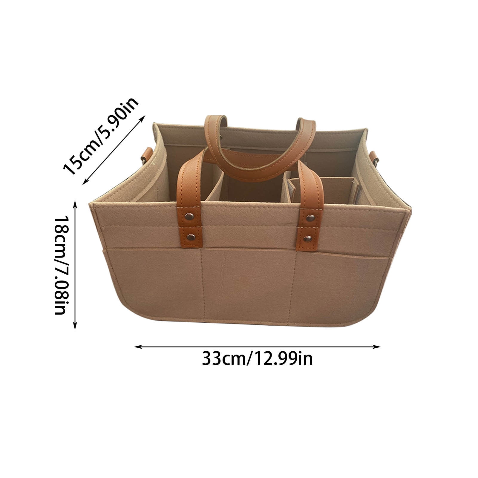 1 Packs Foldable Storage Organizer Bag with Removable Compartments Portable Lightweight for Nursery Travel Car Multifunctional Diaper Caddy Tote with Water Resistant Fabric and Leather Handles