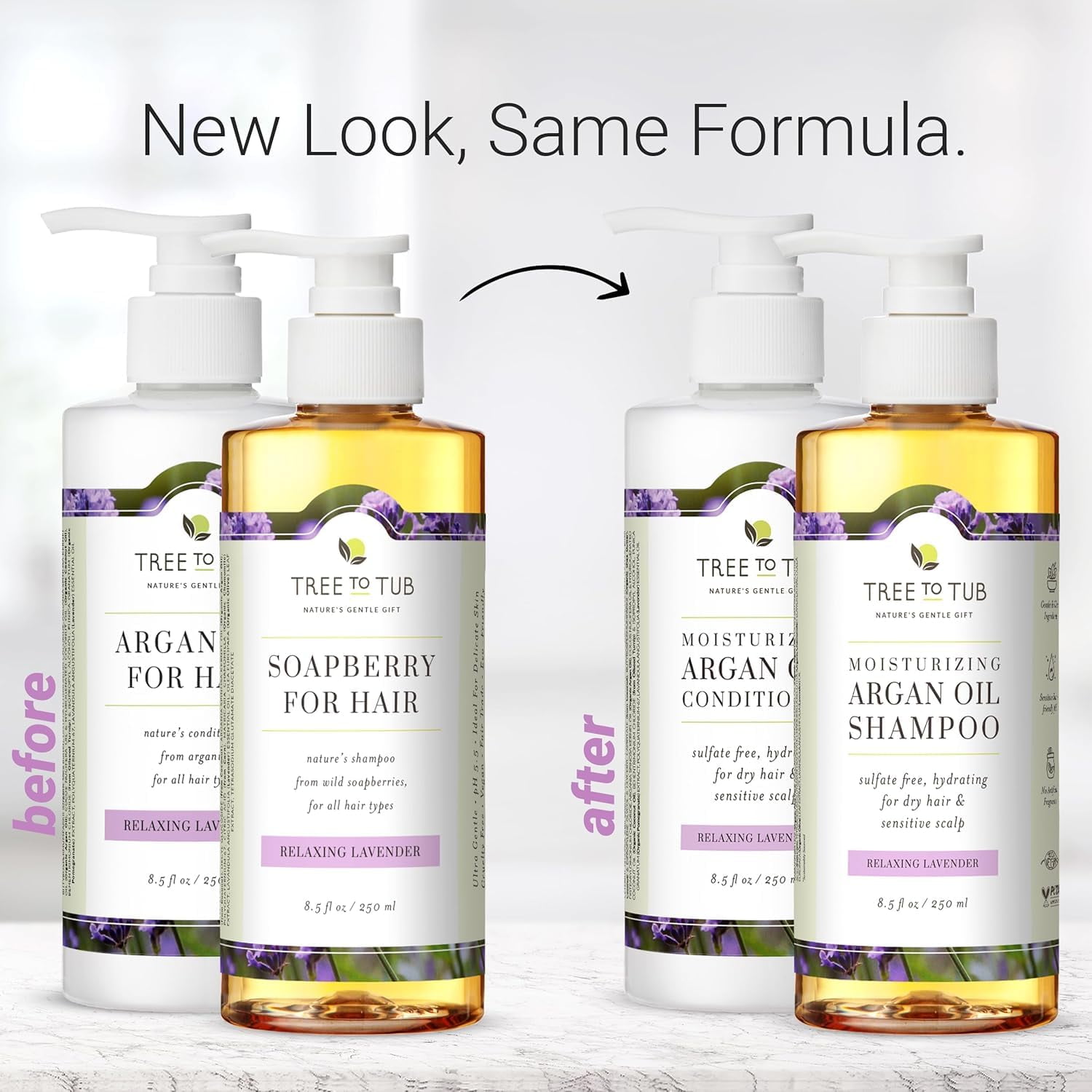 Tree To Tub Hydrating Sulfate Free Shampoo and Conditioner Set for Dry Hair, Dry Scalp Moisturizing Argan Oil Shampoo and Conditioner for Women & Men