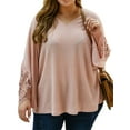 thumbnail image 1 of KVMeteor Women's Plus Size See Through Lace Stitching Blouse Tops, 1 of 3