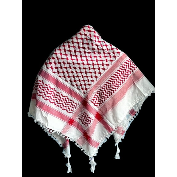 Shemagh Keffiyeh Arab Scarf Original Made In Palestine Red White Kufiya Heavy SK