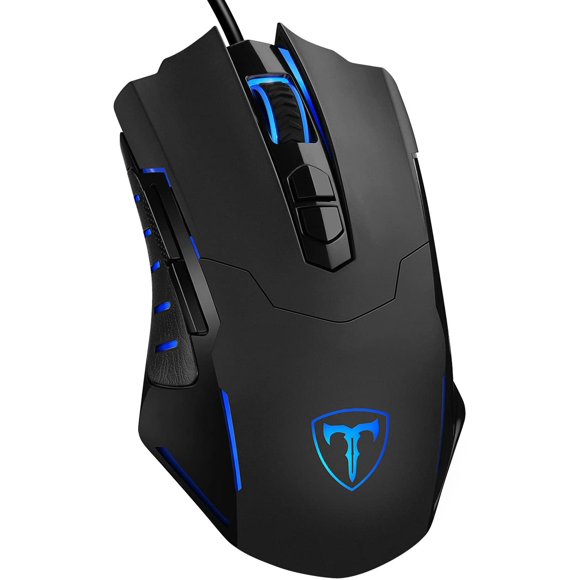 PICTEK Gaming Mouse Wired [7200 DPI] [Programmable] [Breathing Light] Ergonomic Game USB Computer Mice RGB Gamer Desktop Laptop PC Gaming Mouse, 7 Buttons for Windows 7/8/10/XP Vista Linux, Black