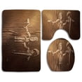 thumbnail image 1 of GOHAO Wood Engraving 3 Piece Bathroom Rugs Set Bath Rug Contour Mat and Toilet Lid Cover, 1 of 2