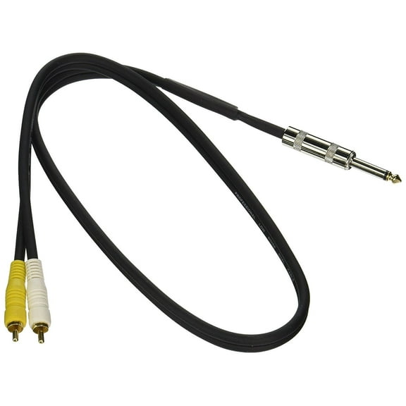 Mr. Dj CDQR3 Dual 1/4" Mono to Dual RCA Male Speaker Cable (3 feet)