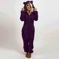 thumbnail image 2 of Miluxas Womens Fleece Onesies Pajamas Jumpsuit Warm Romper Sleepwear One Piece Zipper Hooded Playsuit Loungewear Purple 12(XXL), 2 of 6