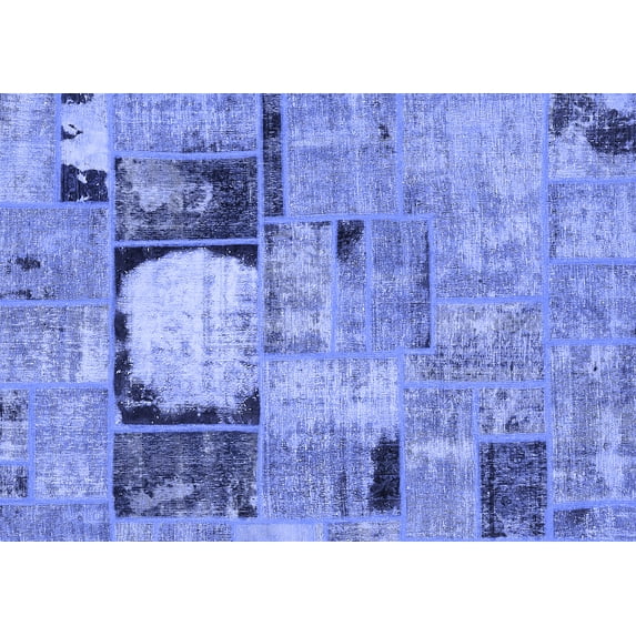 Ahgly Company Indoor Rectangle Patchwork Blue Transitional Area Rugs, 2' x 3'