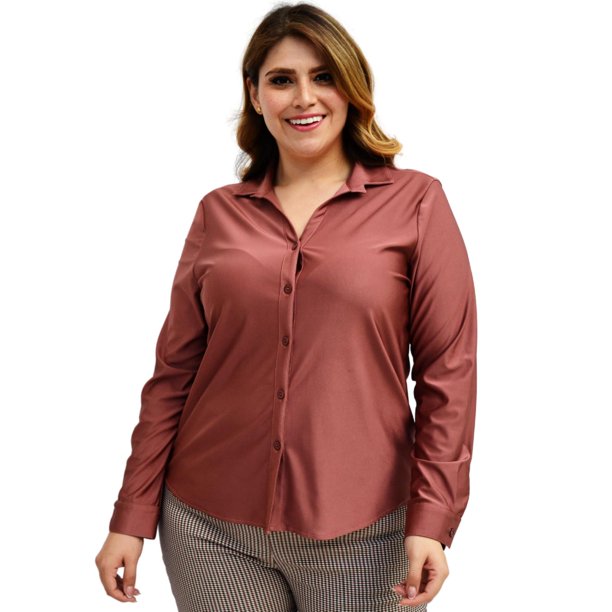 Blusa camisera satinada Roman Fashion/Tallas Extras, 2620 (Mauve) rosa 42 Roman Fashion BL-ELY-2620-ROSA-ALL