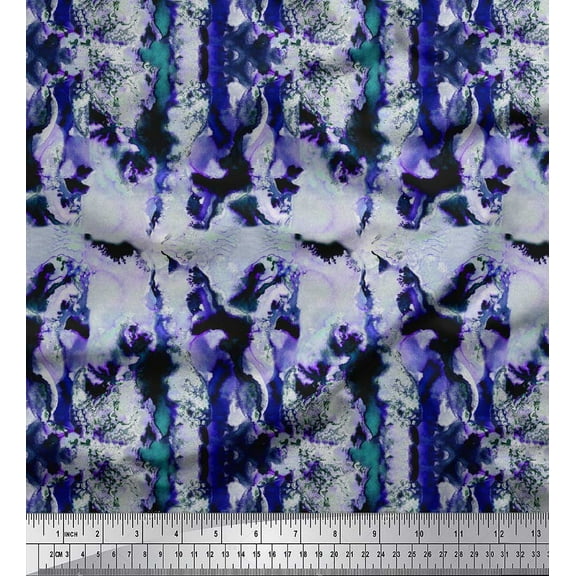 Soimoi Purple Cotton Duck Fabric Abstract Tie-Dye Fabric Prints By Yard 44 Inch Wide