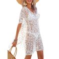thumbnail image 4 of Lucakuins, pareo de Bikini con estampado a la moda para mujer, Tops transparentes de manga corta calados para la playa, Tops de punto, traje de baño, blusa con protección solar Lucakuins  moda, 4 of 9