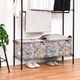 thumbnail image 3 of Yayeee Foldable Storage Basket for Shelves with Handles Set of 2 Waterproof Cloth Bins, Purple Floral Pattern, 3 of 7