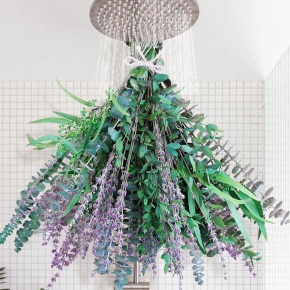 Eucalipto seco rama eucalipto seco 17 pulgadas lavanda seca decoración para ducha arreglo floral jarrón
