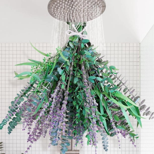 Eucalipto seco rama eucalipto seco 17 pulgadas lavanda seca decoración para ducha arreglo floral jarrón