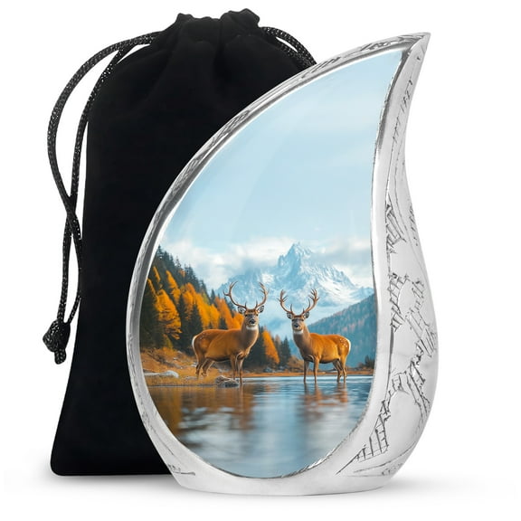 Mountain Reindeer Large urns For Human Ashes - Cremation urn For Adult Male & female Ashes - Funeral Memorial Ashes - 10 Inch