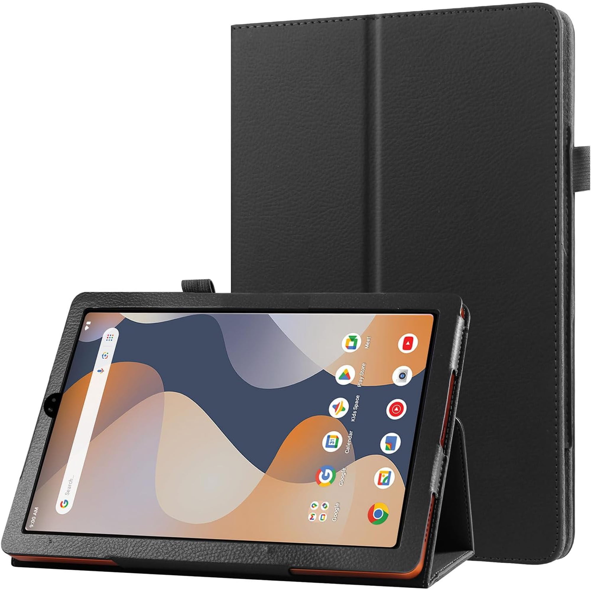 zukof Folio Stand Case for onn. 8" Tablet (2024 Model) - Lightweight Folding Slim PU Leather Protective Cover (Black)