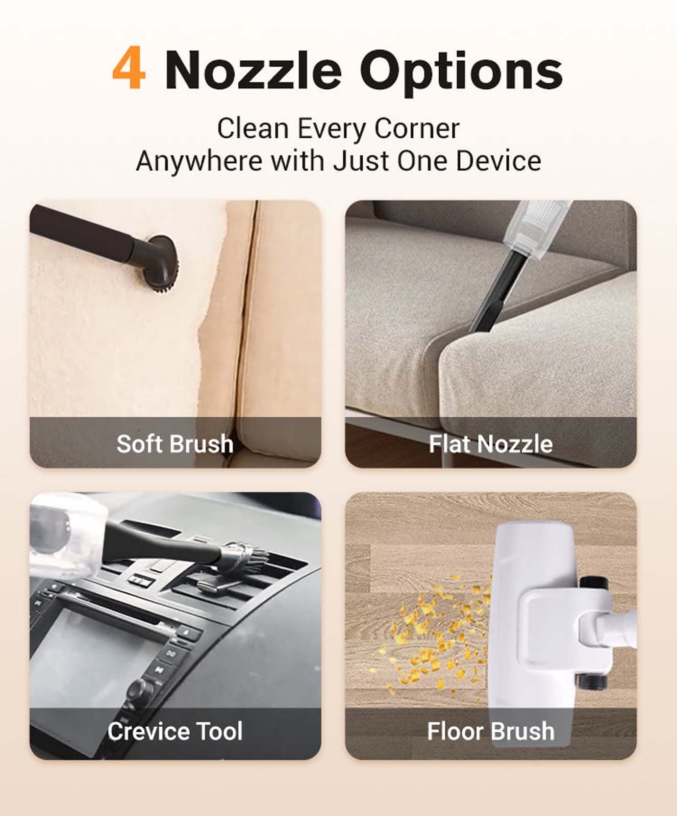 High-Power Wireless Handheld Vacuum Cleaner for Home and Car, 4000Pa Strong Suction, Multi-Function, USB Rechargeable, 30-min Runtime, Detachable Filter