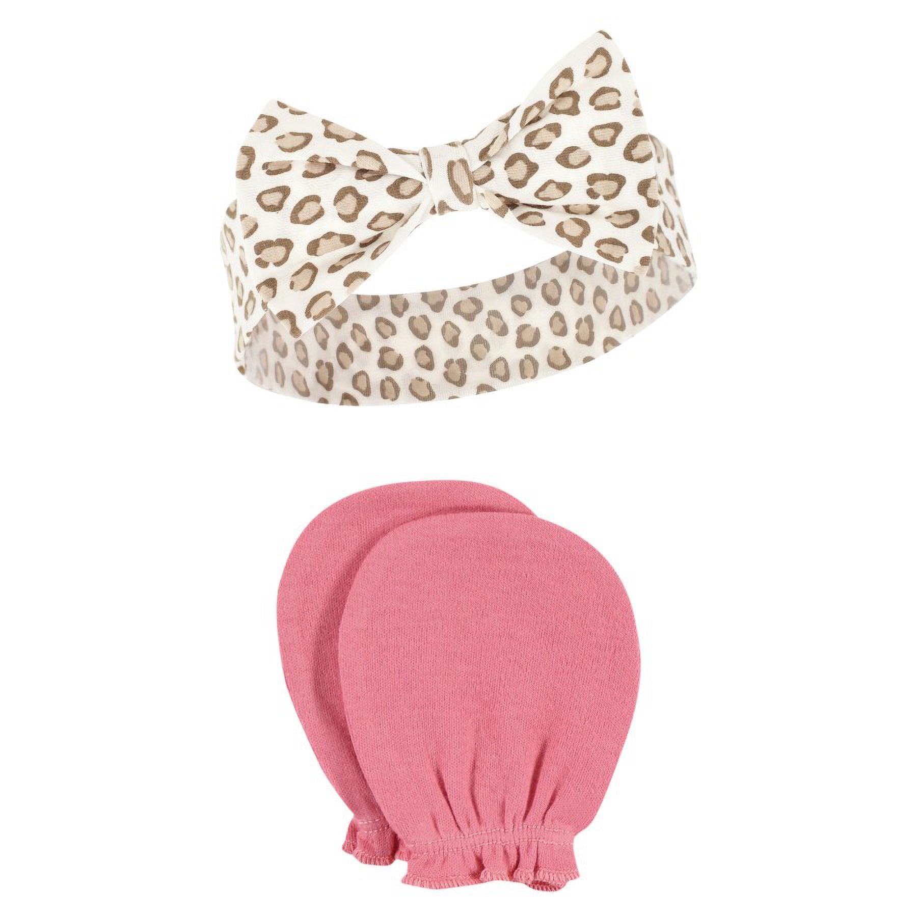 Hudson Baby Infant Girl Cotton Headband and Scratch Mitten