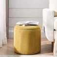 thumbnail image 3 of 2-Piece Round Chenille Ottoman Set / Storage for Bed Sheets, Magazines, 3 of 6