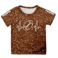 thumbnail image 3 of WOYY Girls Glitter Football Print T-Shirt Kids Short Sleeve Crew Neck T Shirt, Brown, Sizes 3-13, 3 of 3