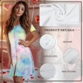 thumbnail image 5 of FKELYI Colorful Tie-Dye Print Women Pajama Dress Button Down Nightgowns Sleepwear Dress Breathable Nightdress Short Sleeve House Dress for Summer Spring Nightwear Dress, 3XL, 5 of 6