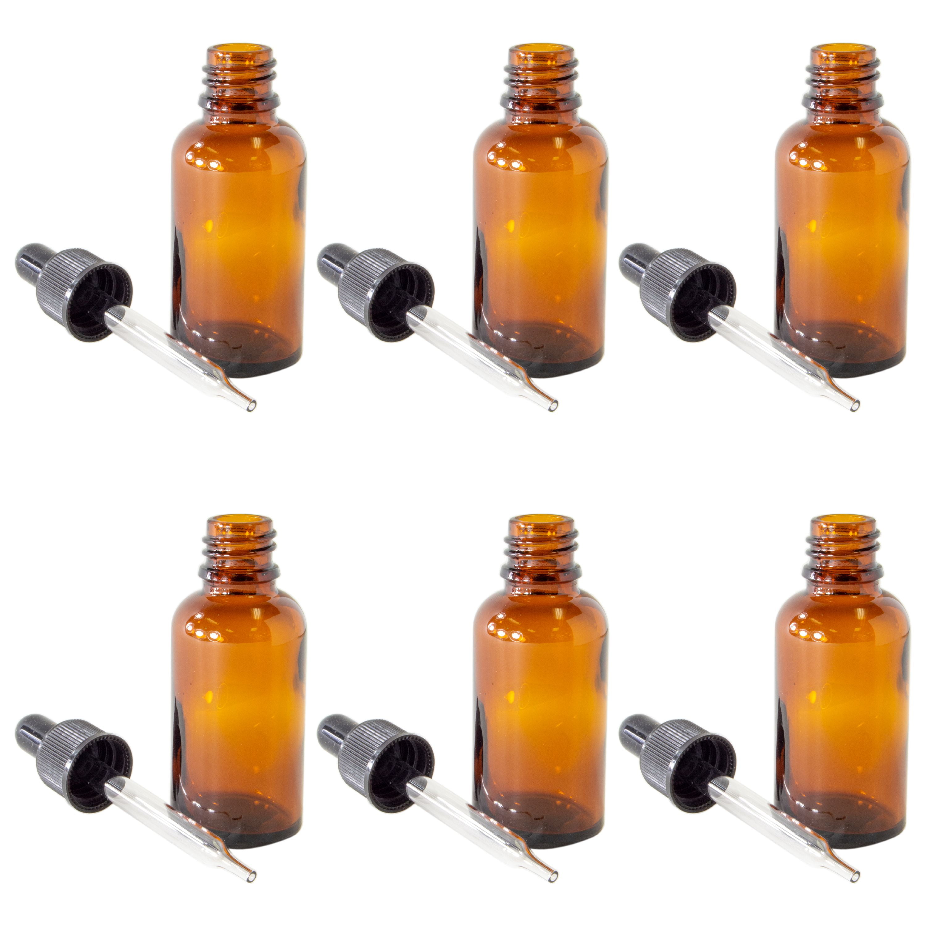 6 pack Garuanteed Non-Break Shipping Glass Eye Dropper - Amber 2 oz Glass Premium Brown Dropper Bottles