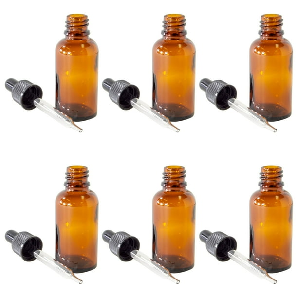 Download 6 Pack Of 1 Ounce 30 Ml Amber Glass Bottles With Glass Eye Droppers Walmart Com Walmart Com