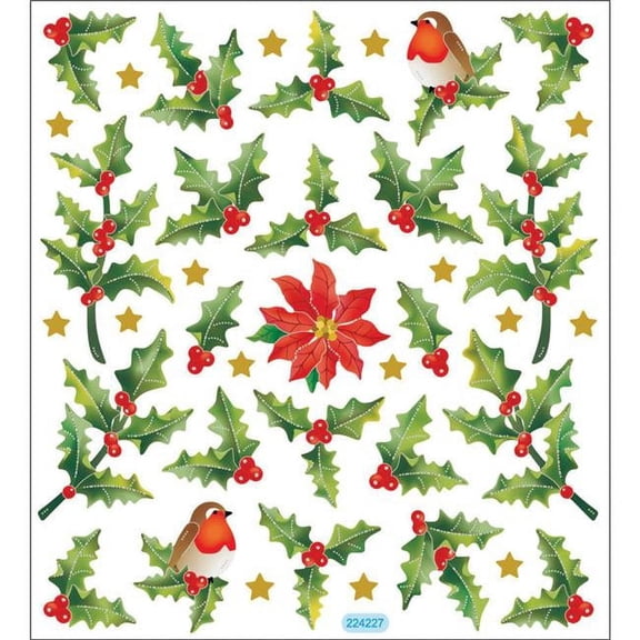 Sticker King Stickers-Holly Berries & Birds