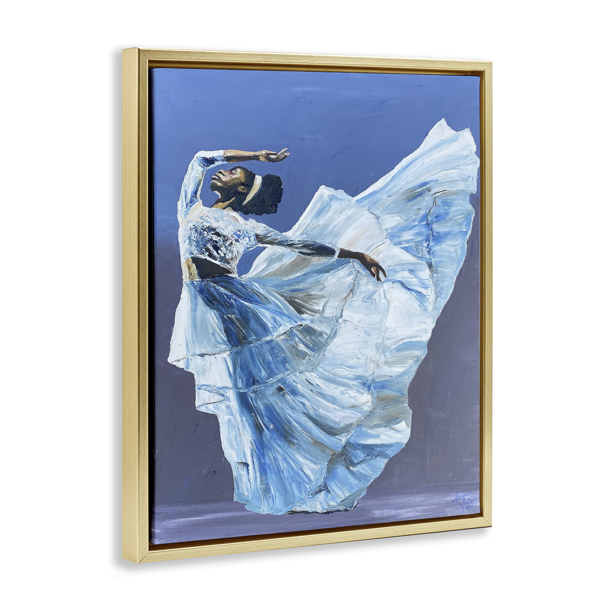 Stupell Industries Young Queen Dancer Gold Framed Floater Canvas Wall Art, design by Lauren Luna