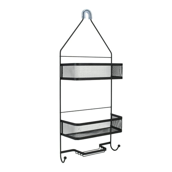 Bath Bliss Mesh Collection Deluxe Two Shelf Shower Caddy in Matte Black
