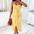thumbnail image 2 of Women's Strapless Solid Slim Irregular Hem Casual Dress - Sleeveless, Polyester, Spring/Autumn/Winter - Available in S-XXL Sizes, 2 of 6