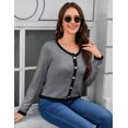 thumbnail image 6 of Yesfashion Women's Knit Cardigan Crewneck  Metal Button Long Sleeve Lightweight Sweater Cardigans, 6 of 8