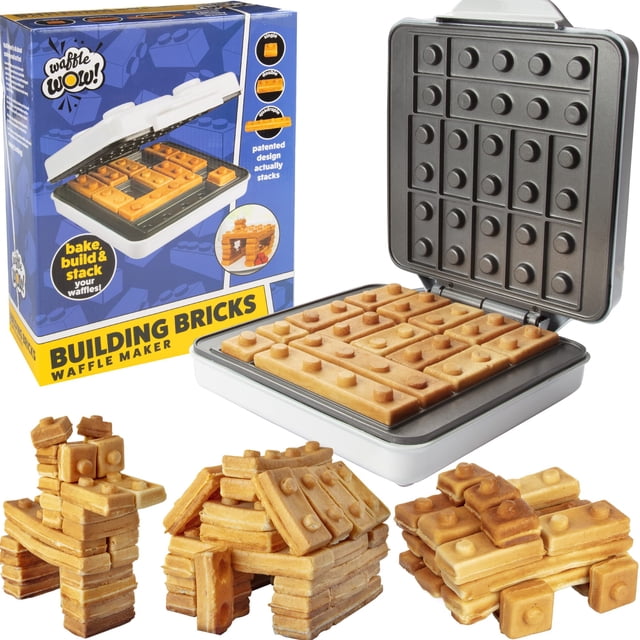 Waffle Wow! Building Brick Electric Waffle Maker- Cook Fun, Buildable Waffles in Minutes - Build Houses, Cars & More!