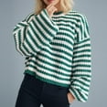 thumbnail image 6 of FDGIU Women's 2025 Winter Striped Color Block Sweater‌ - Long Sleeve Oversized Pullover, Loose Crewneck Comfy Knitted Top, 6 of 7