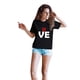 thumbnail image 1 of Mujer Día de San Valentín Tops Camiseta estampada Casual Manga corta Blusa de cuello redondo Pompotops hfajkhk125261, 1 of 6