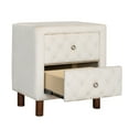 thumbnail image 6 of Velvet Upholstered Nightstand with 2 Drawers, Modern Bedside Table with 4 Wood Legs and 2 Button Tufted Drawer Doors, Storage Table for Living Room Bedroom, Space Saving, Beige, 20" x 16" x 23.6", 6 of 7