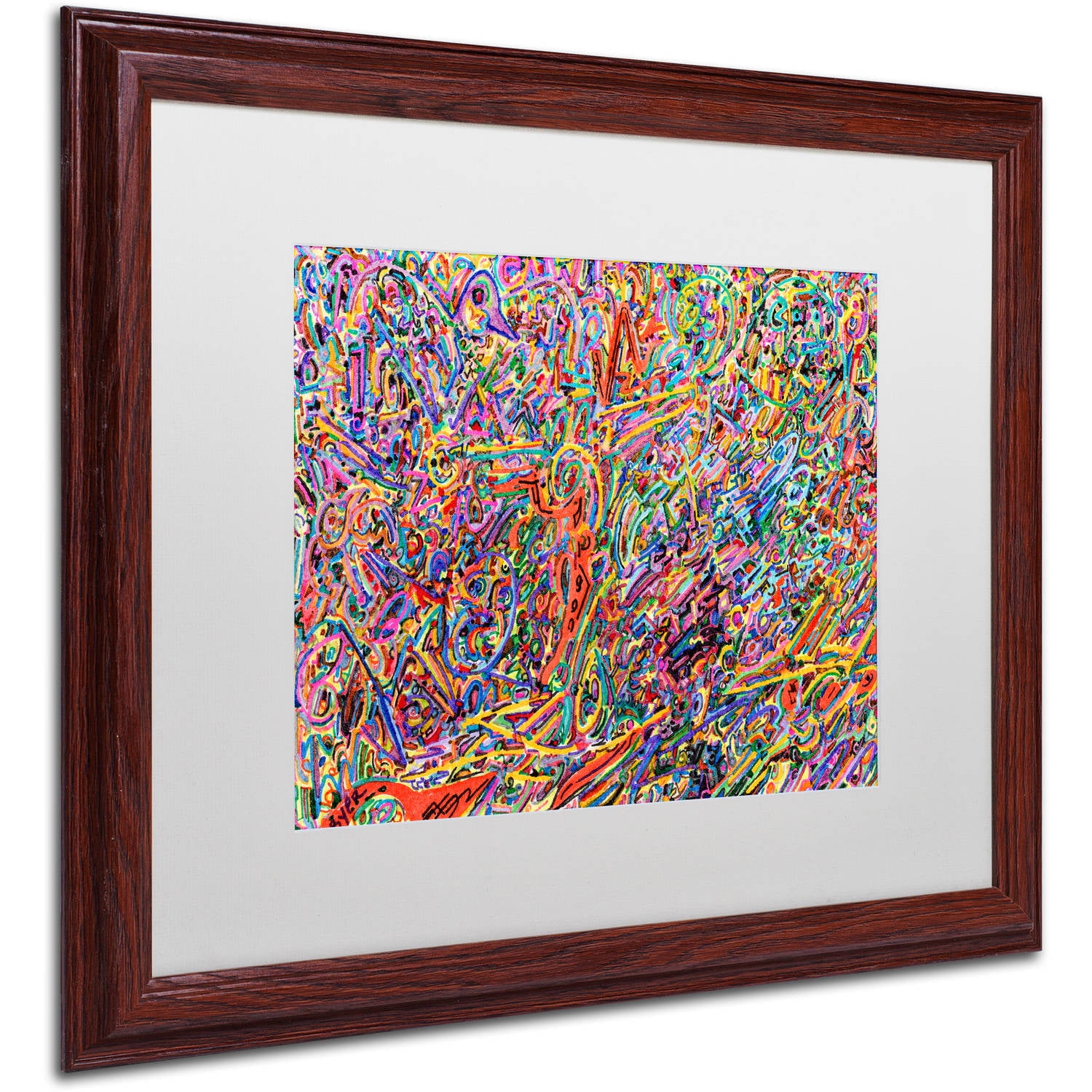 Trademark Fine Art "Birds vs Aliens" Canvas Art by Josh Byer, White Matte, Wood Frame