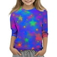 thumbnail image 2 of Hicidod Girls T Shirts 3/4 Sleeve Crew Neck Cute Toddler Tops Fashion Colorful Print Shirt Casual Spring Summer Kids Blouses, 2 of 5