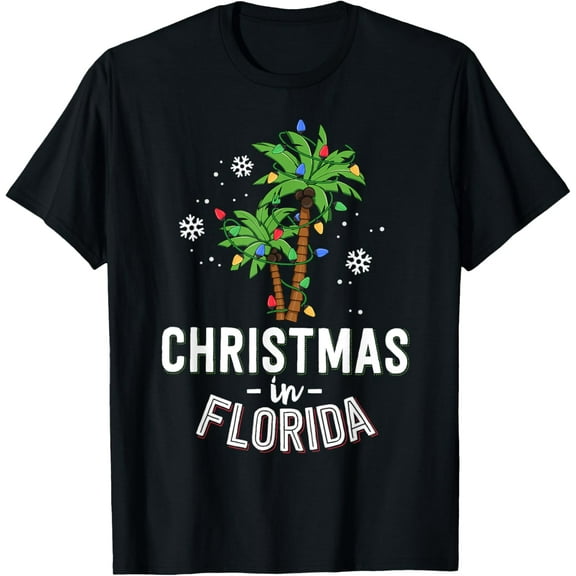 Christmas In Florida Deck The Palm Trees Family Vacation T-Shirt