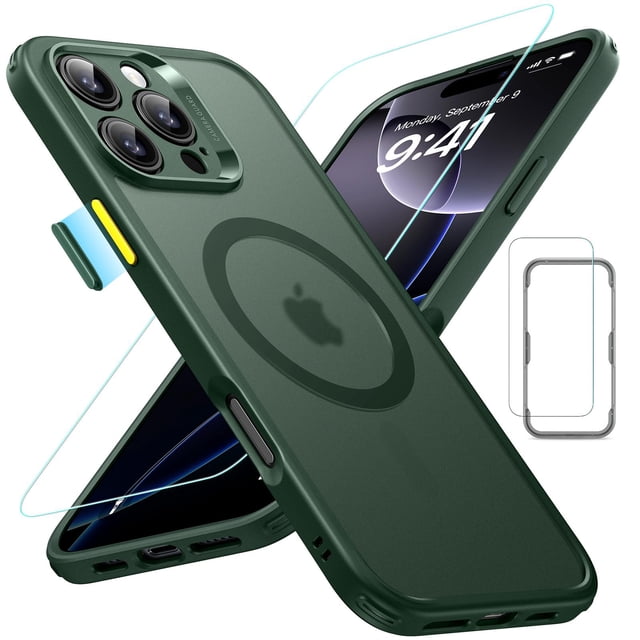 Funda ESR para iPhone 16 Pro con protector de pantalla, color verde